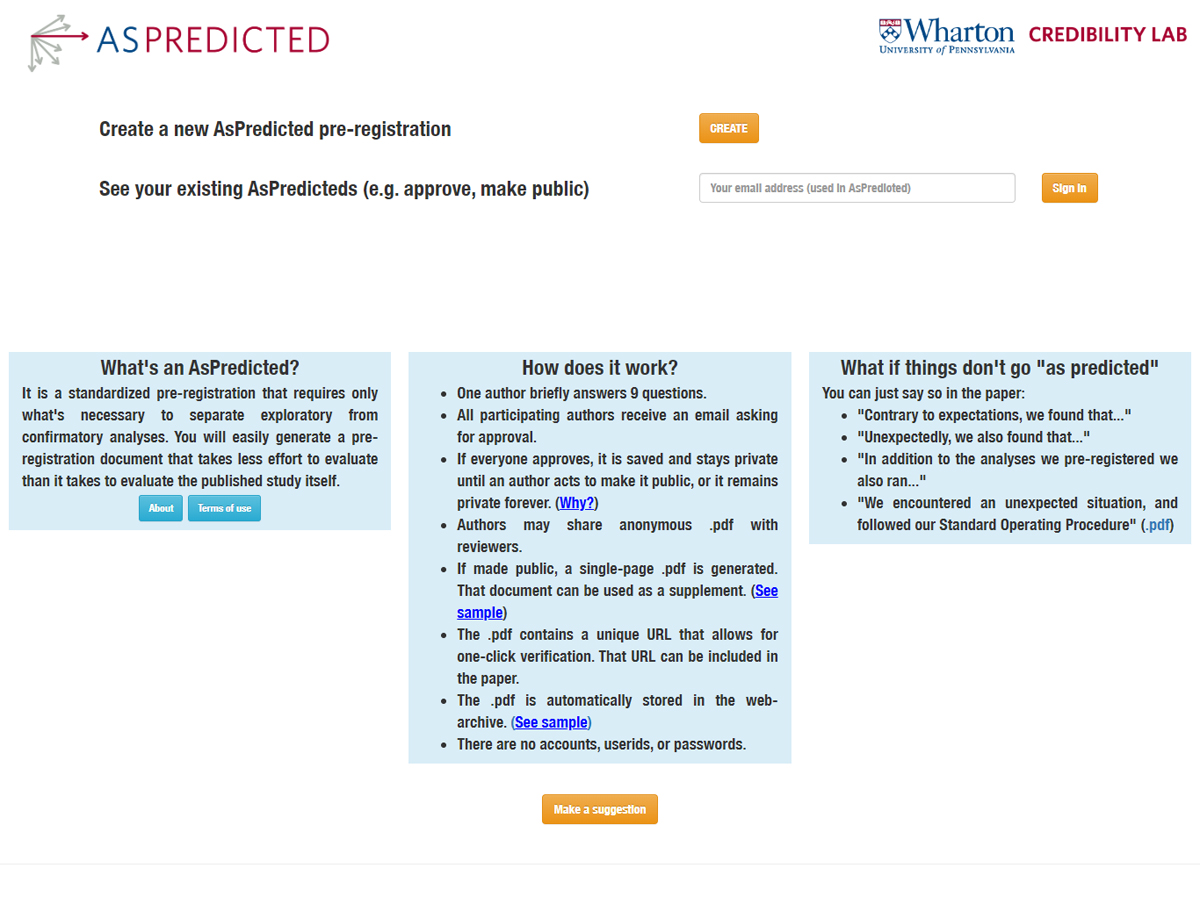 AsPredicted screenshot