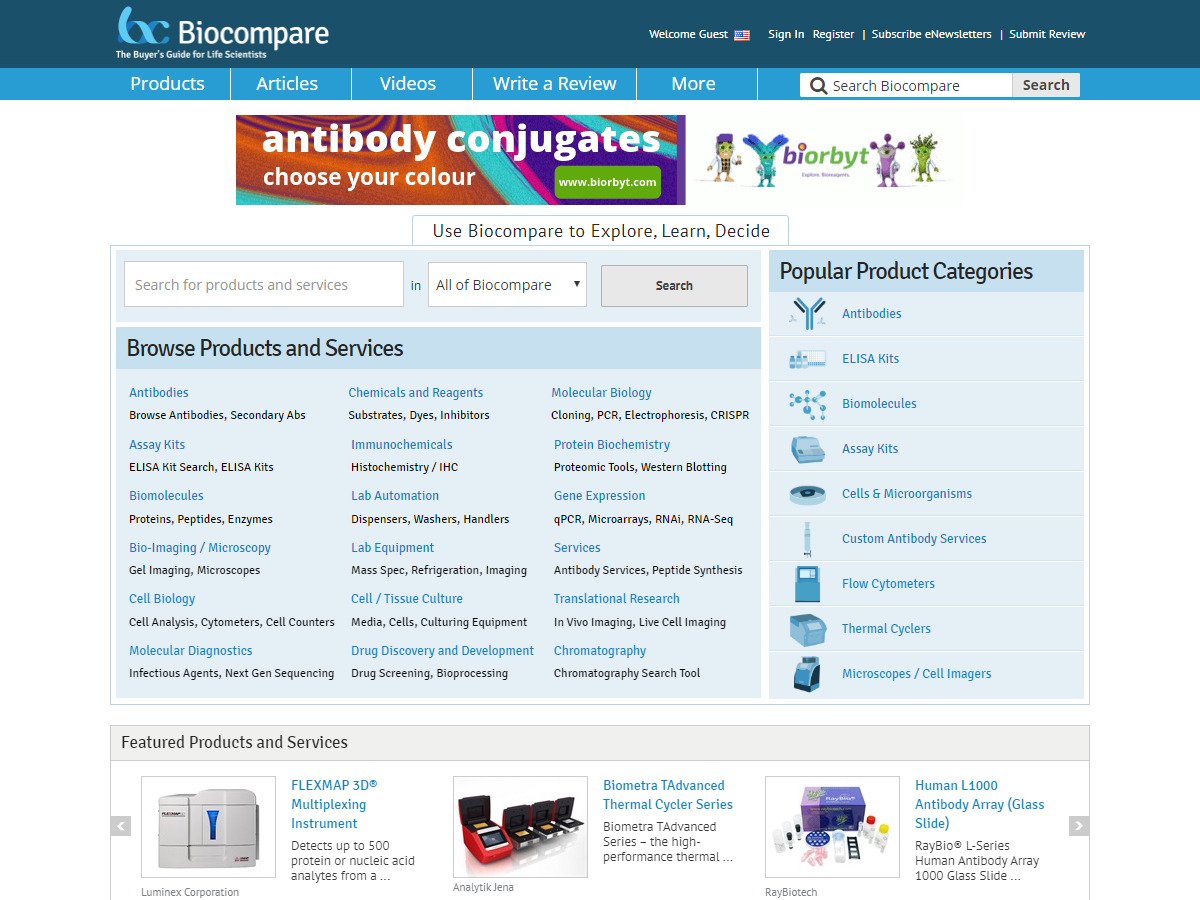 Biocompare screenshot
