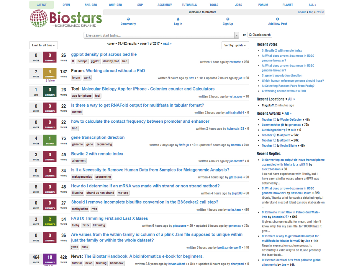 Biostars screenshot