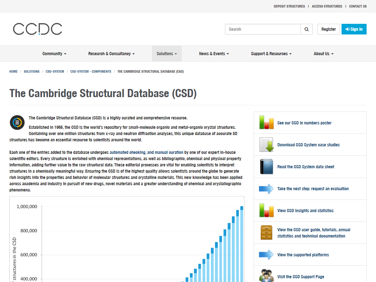 Cambridge Structural Database (CSD) screenshot