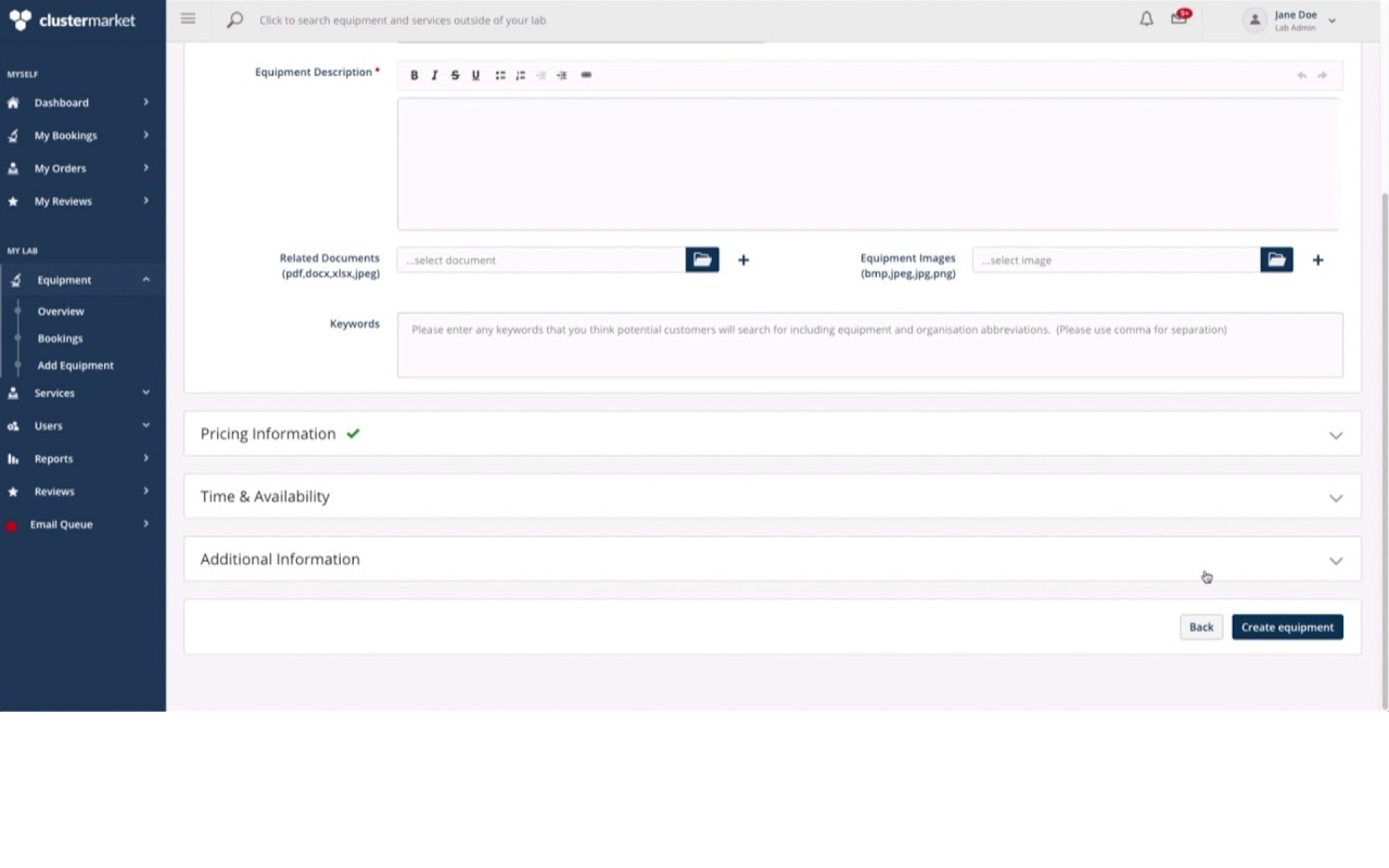 Clustermarket screenshot