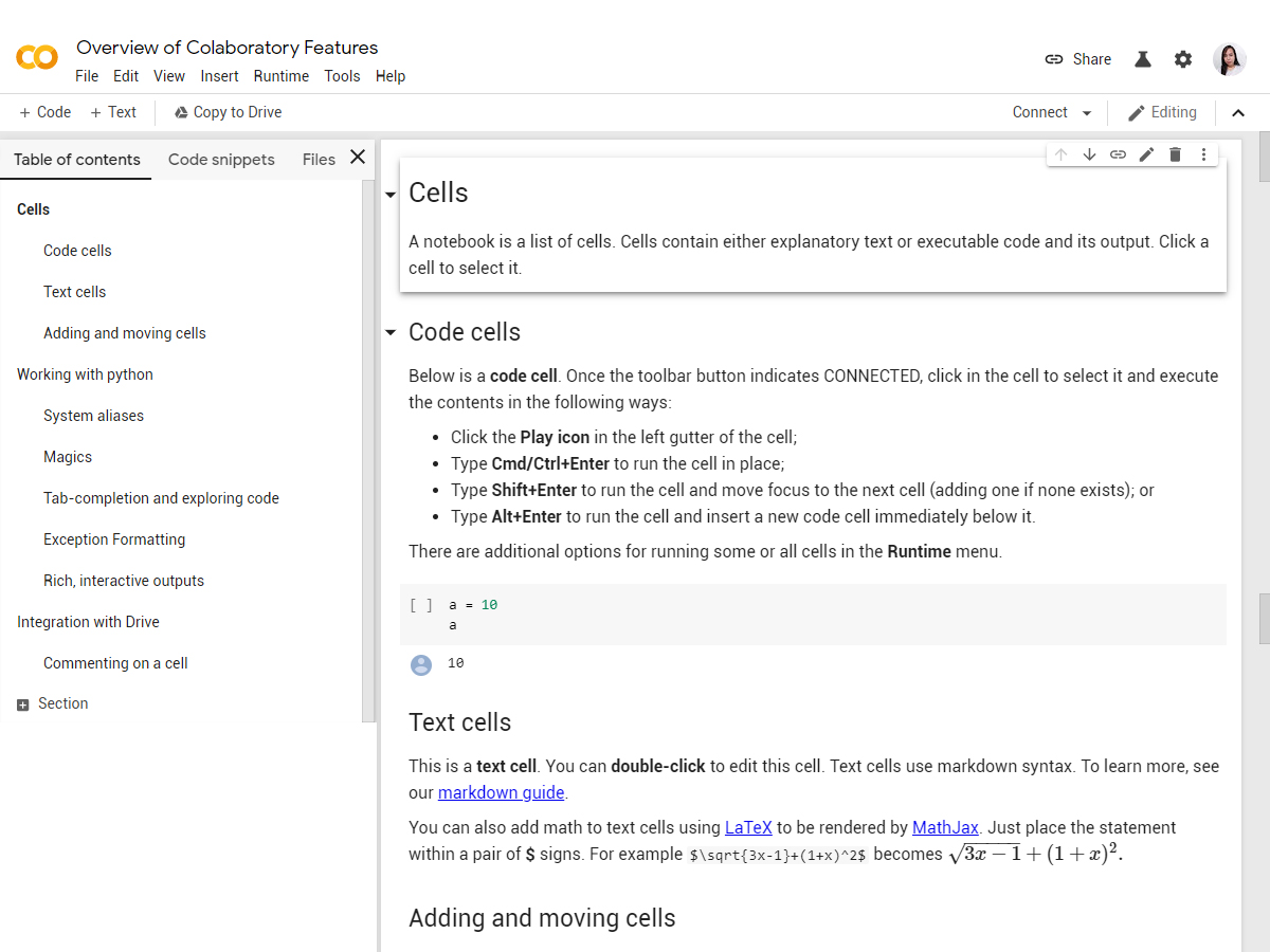 Colaboratory screenshot