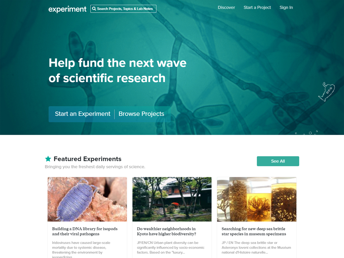 Experiment.com screenshot