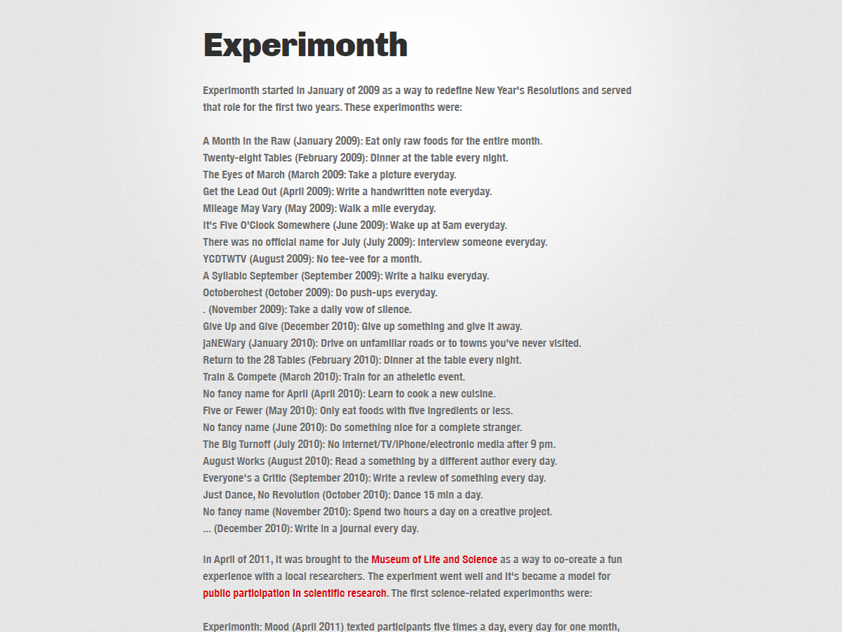 Experimonth screenshot