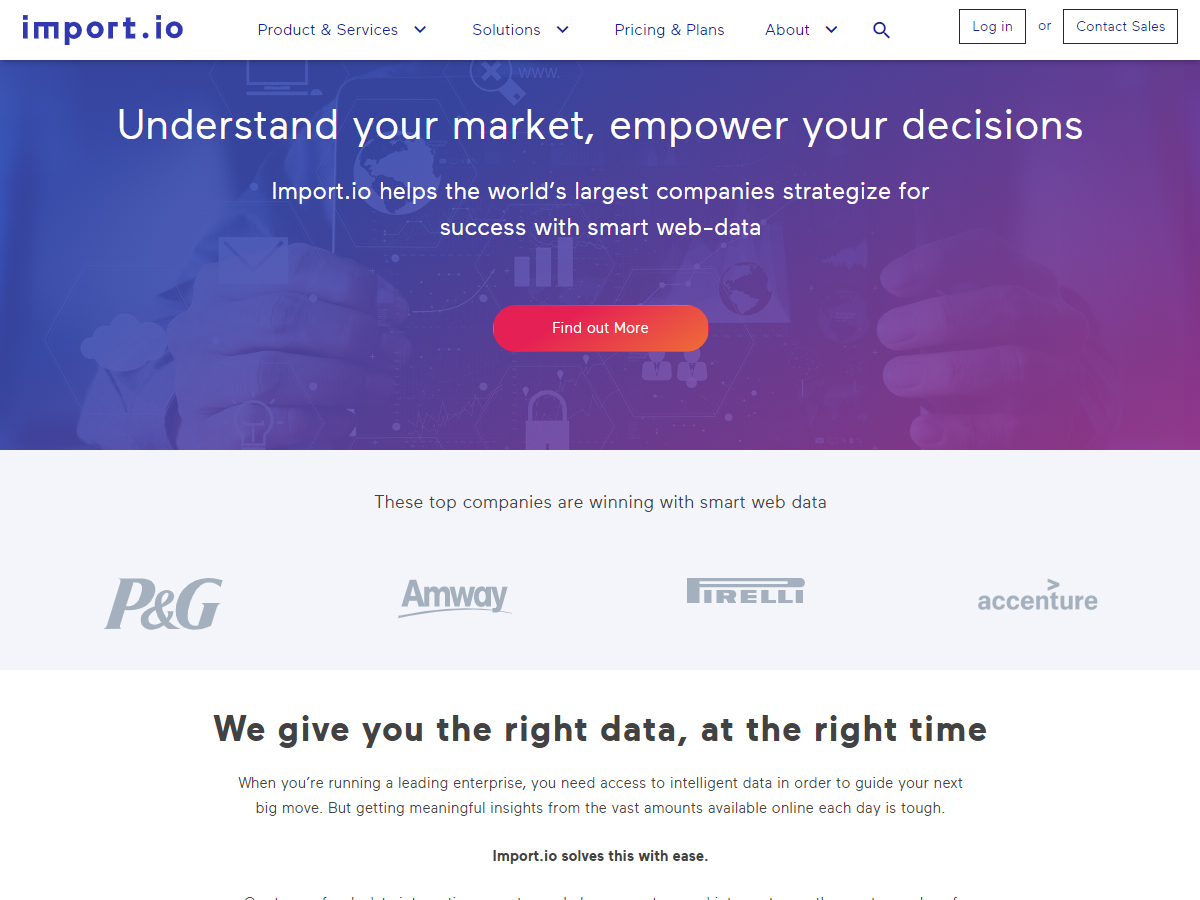 Import.io screenshot