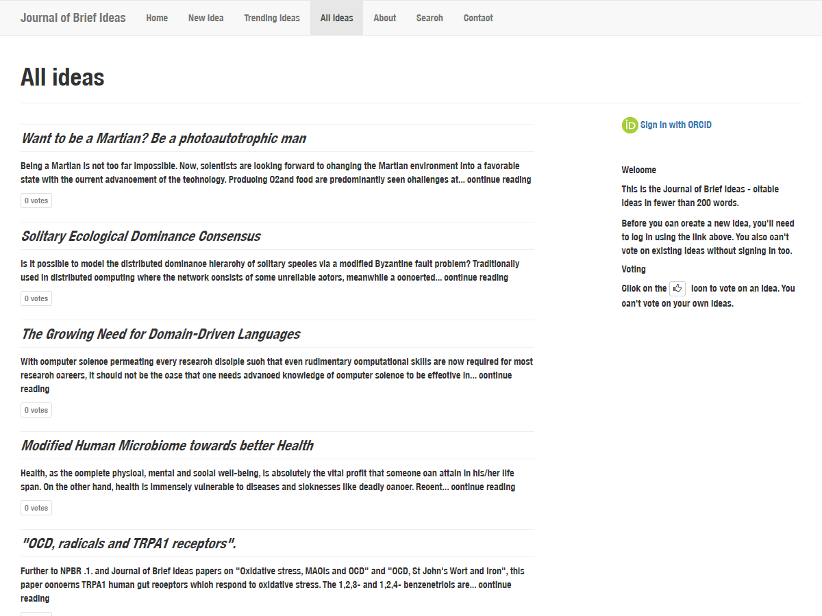 Journal of Brief Ideas screenshot