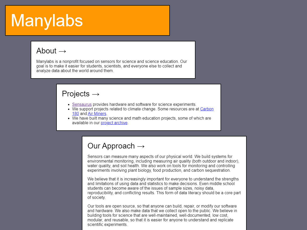 ManyLabs screenshot