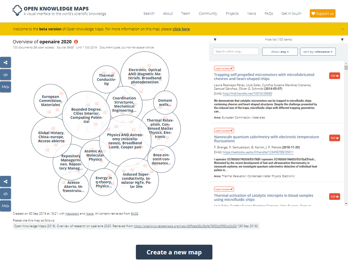 Open Knowledge Maps screenshot