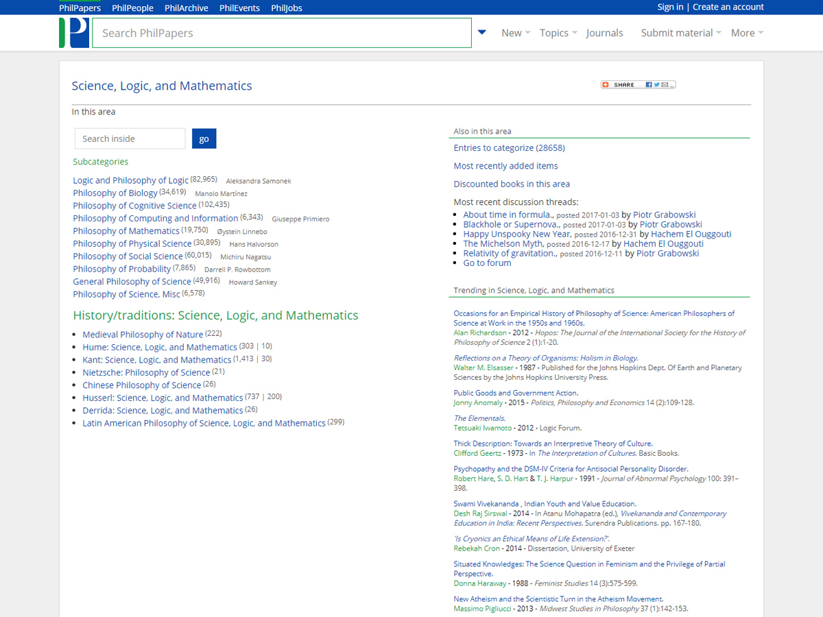 PhilPapers screenshot