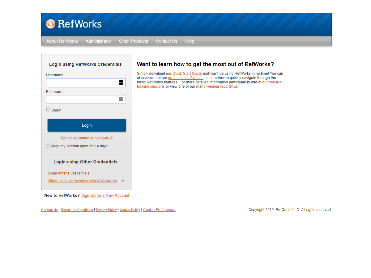 RefWorks screenshot