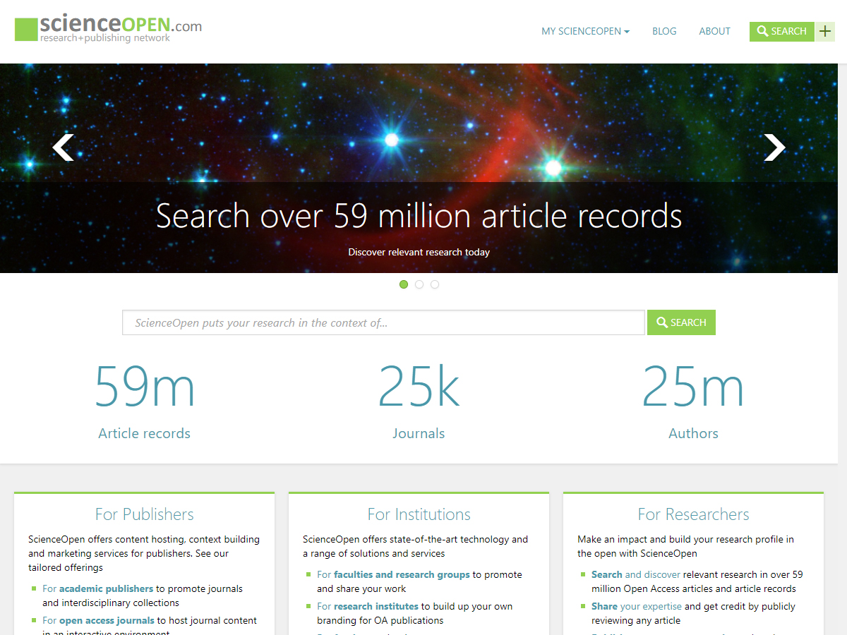 Science Open Citation Index screenshot