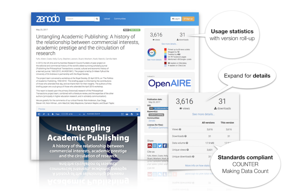 Zenodo screenshot
